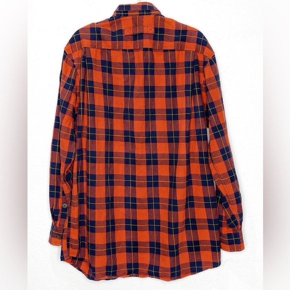 Duluth Trading Free Swingin Flannel Men’s XLT Rust Navy Plaid Pocket Button Down - Picture 2 of 6